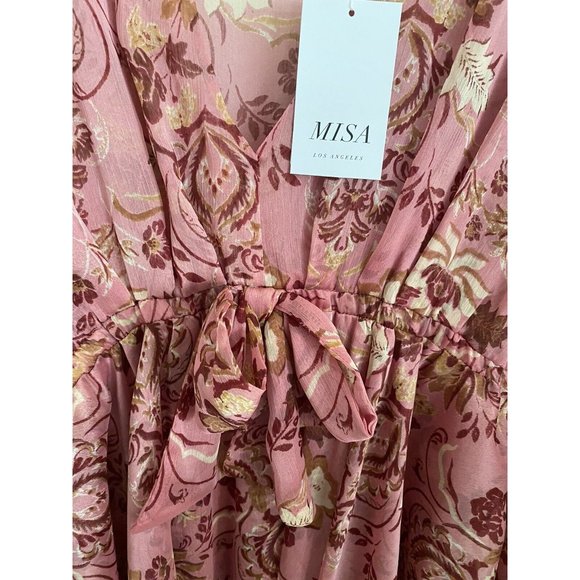 MISA Los Angeles Floral  Cristobol Mirror Pink Ruffle Mini Boho NWT $395 SM - Picture 6 of 8